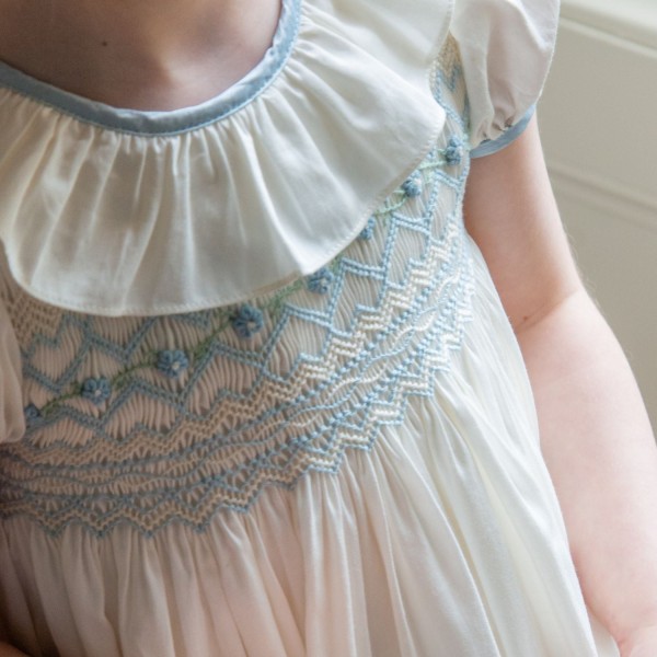 Diana Special Occasion Dress with Forget Me Not Hand Smocking